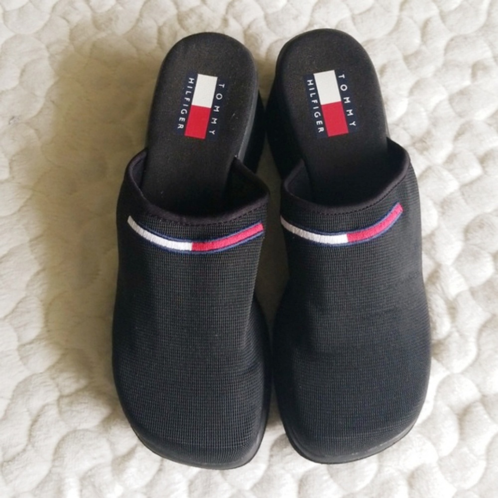 Tommy Hilfiger mules platforms shoes black 7.5